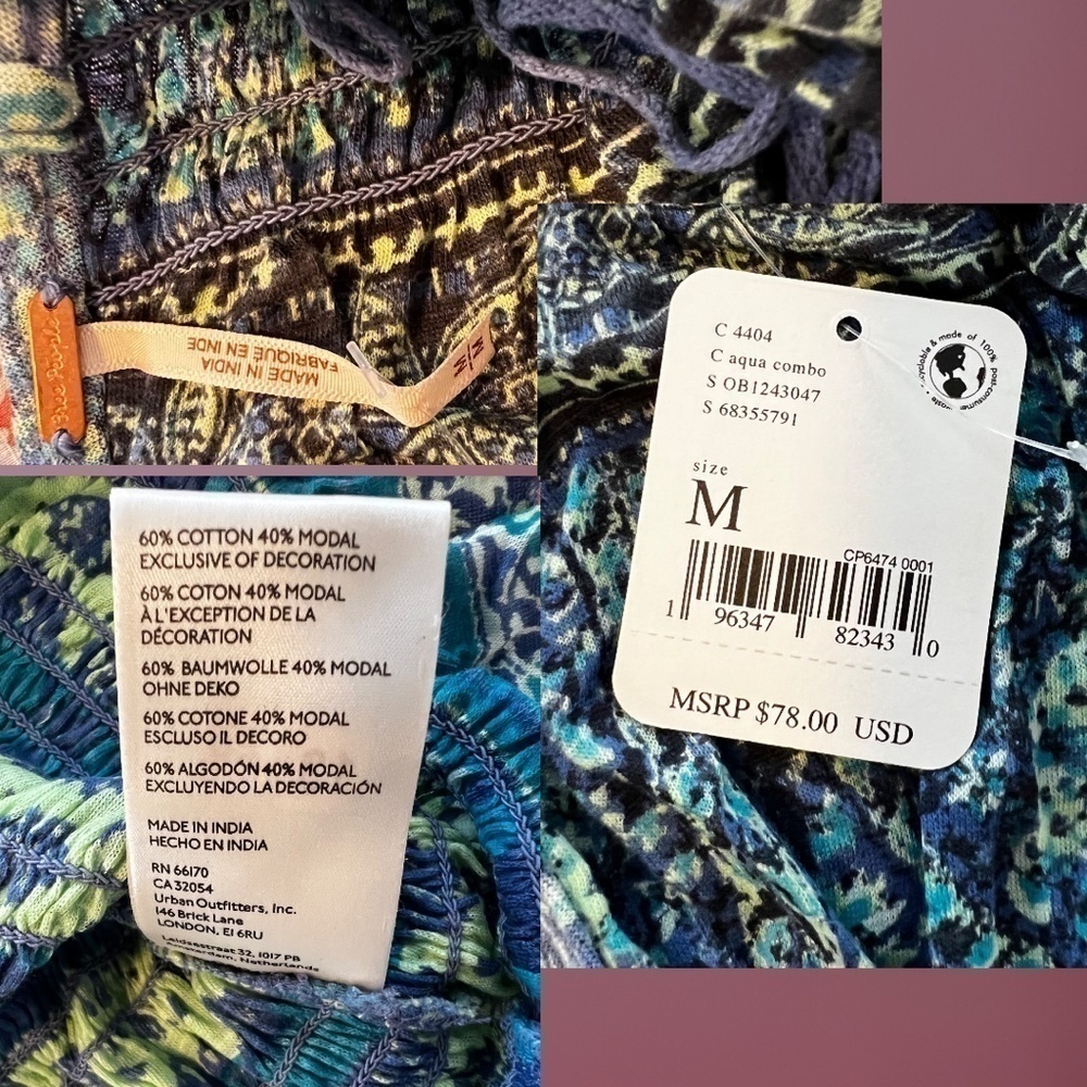 FREE PEOPLE Next Vacation Deep V-Neck Open Back Smocked Waist Top NWT/MD - Picture 13 of 14